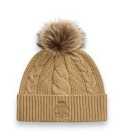 lauren ralph lauren para mujer 454p23548001 gorro de punto con pompon y escudo osfa beige casual sintetico