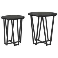 2 piezas conjunto de mesas auxiliar  mesa de apoyoes roble negro