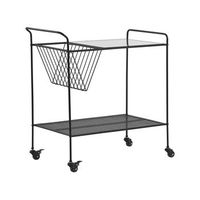 carrito de cocina de vidrio templado tablero de metal negro 70 cm ruedas estante moderno industrial alamo