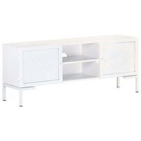 mueble para tv de madera maciza de mango blanco 115x30x46 cm vidaxl