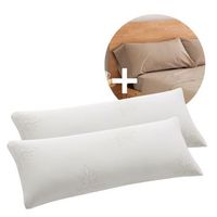 pack ahorro 2 almohadas viscoelastica copos aloe vera  2 fundas almohada lino cama 180cm donegal collections