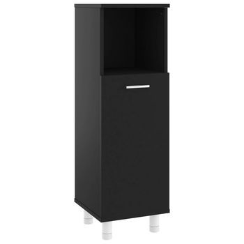 Armario De Baño | Mueble De Baño Madera Contrachapada Negro 30x30x95 Cm