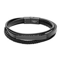 pulsera de varias vueltas de policuero negra grabable