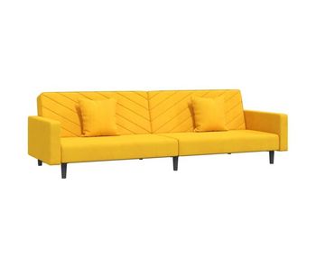 Vidaxl sofá cama de 2 plazas con dos almohadas terciopelo amarillo