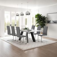 6 sillas de comedor ergonomicas y altas forma de c simil cuero gris