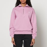 maison kitsune baby fox patch cotton-jersey half-zip sweatshirt - xs