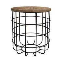 mesa auxiliar geometrica parumm sax 60x50x50 cm con madera de olmo reciclado y hierro