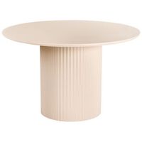 mesa de comedor moderna redonda r 120 cm industrial pata acanalada mdf beige claro newell