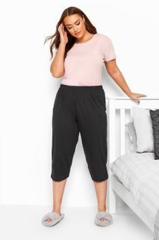 Pantalón De Pijama Pirata En Negro Con Borde De Encaje
