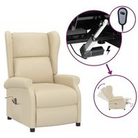 sillon de salon  silla  sillon orejero reclinable electrico tela blanco crema