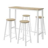 juego de mesa alta de bar y 4 taburetes para comedor metal blanco
