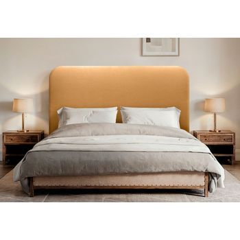 Dhome Cabecero Dorado Curvo Con Patas Tapizado En Polipiel 90cm Altura 125cm Para Pared Acústico Absorbente Cama Dormitorio (dorado, 90cm)