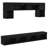 unidades de tv de pared con led 6 uds  mueble de salon  gabinete de tv roble negro