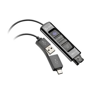 Adaptador Poly DA85-M USB-A y USB-C para auriculares con conexión QD negro