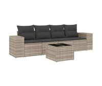 vidaxl set de sofas jardin y cojines 5 pzas ratan sintetico gris claro