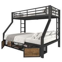 litera infantil 90x200 y 140x200 con almacenaje litera de metal y mdf negra