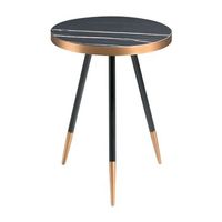 mesa rincon redonda marmol porcelanico y acero negro angel cerda 2069 o46x56