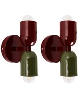 conjunto de 2 lamparas de pared  metal rojo verde