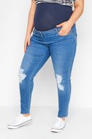 bump it up maternity vaqueros azules con rotos ava banda abdomen