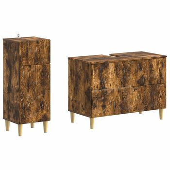 Juego De Gabinete De Baño De 2 Piezas Delft Roble Ahumado Vidaxl