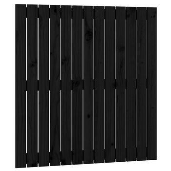 Cabecero De Cama De Pared | Panel De Cabecera Madera Maciza Pino Negro 82,5x3x90 Cm