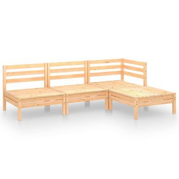 Conjunto De Muebles De Jardín 4 Uds | Mesa Y Sillas Madera Maciza Pino
