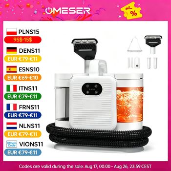 OMESER C988 1650W máquina de pulverización de limpieza a vapor 15KPa limpiador de alfombras de succión electrodoméstico inteligente de mano para limpieza de sofá cama