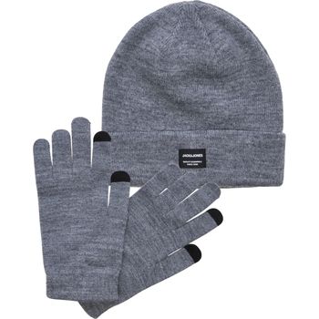 Jack & Jones Guantes 12168383 JACBEANIE GLOVE KNIT GIFTBOX GREY MELANGE para hombre