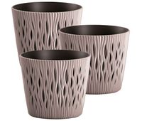 3x maceta redonda de plastico sandy round en color mocca 158 largo x 158 ancho x 138 alto cm