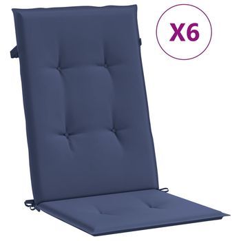 Cojines Para Silla Con Respaldo Alto 6 Uds Tela Azul Marino Vidaxl