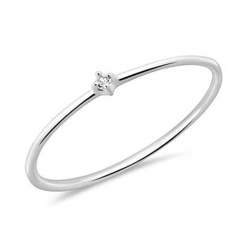 Anillo de mujer de oro blanco 14 quilates con topacio blanco