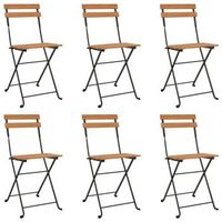 pack 6 uds sillas cafeteria plegables acero y madera maciza de teca