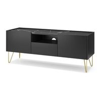 mesa de tv harmony rtv 144 144x37x55 negro  dorado