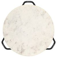 mesa de centro 40x40x40 cm piedra autentica con textura de marmol y hierro con recubrimiento en polvo negro - blanco