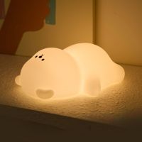 bonita lampara de noche de silicona oso plano tumbado luz decorativa de escritorio lampara de ambiente creativo para interiores lampara de noche para bebe regalo para ninos