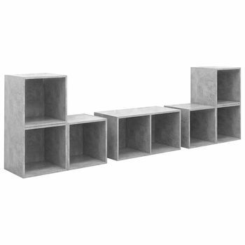 Muebles De Salón 6 Piezas Madera De Ingeniería Gris Hormigón Vidaxl