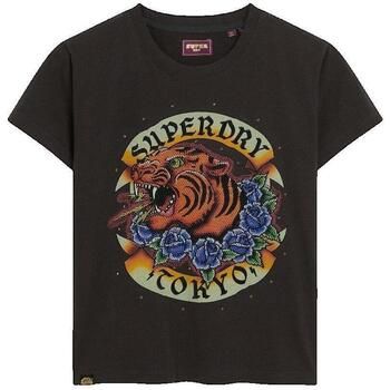 Superdry Camiseta T-shirt Tattoo Rhinestone para mujer