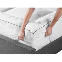 protector de colchon 120 x 200 cm ribete satinado algodon japara topper blanco mulhacen