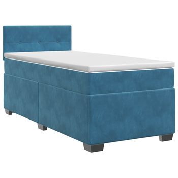 Cama Tapizada 201,5x91x88 Cm Terciopelo - Azul