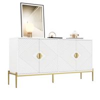 aparador - mueble de almacenamiento - mdf y tablero de particulas - blanco 162x40x80cm