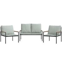 conjunto muebles de jardin 3 uds  mesa y sillas y cojines acero gris antracita
