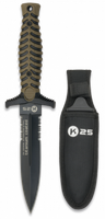 cuchillo tactico k25 con mango de goma hoja de acero inoxidable con bano de titanio de 125 cm incluye funda de nylon 32206