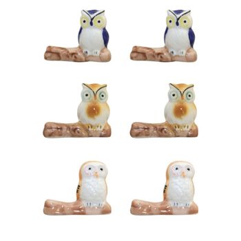 Porta cuchillos búhos de porcelana - lote de 6
