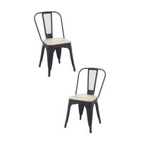 pack 2 sillas valix madera natural de acero reforzado 854646 cm - negro mate