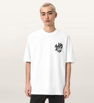 ALL SAINTS para hombre. M066PC Camiseta Orlando blanco (L), Casual, Algodón, Manga corta