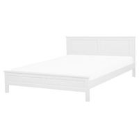 cama doble de madera blanca con somier cabecero alto 160 x 200 cm diseno escandinavo minimalista olivet