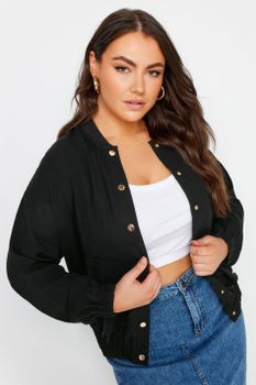 Yours Cazadora Negra Con Botones Dorados, Mujer Curvy Y Tallas Grandes, Yours