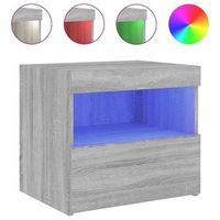 mesita de noche con luces led gris sonoma 50x40x45 cm vidaxl