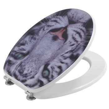 Asiento De Wc Con Tapa Con Decoración De Tigre Animalista