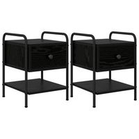 mesa de noche 2 uds roble negro madera de ingenieria vidaxl